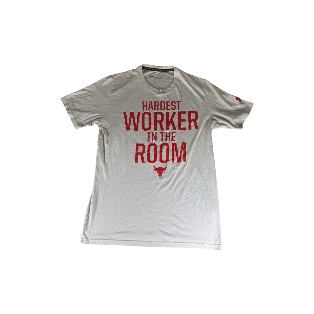 Under Armour Project Rock Shirt Adult Medium White Heatgear Tee Mens